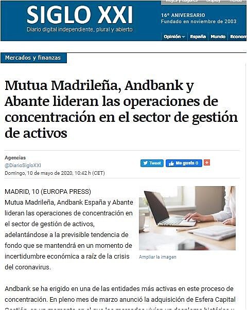 Mutua Madrilea, Andbank y Abante lideran las operaciones de concentracin en el sector de gestin de activos